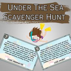 an image of a cartoon character under the sea scavenger hunt with text below