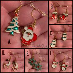 🎄 I made these adorable Christmas/Holiday Earrings! These are sold as 1 pair, and you get to select which one you like from the drop down menu. The hoop that goes into your ear is made of sterling silver with gold plating. The picture(s) are a sampling of the earrings, yours may vary in color from the picture. Please note that if you select A pair, this is a mismatch pair of a Christmas Tree and Santa. The back side of the earrings are just gold. This listing is for (1) Earring Pair. Many Bless Holiday Winter Drop Earrings, Winter Holiday Drop Earrings, Christmas Jewelry Gift With Matching Earrings, Christmas Jewelry Gift Set With Matching Earrings, Christmas Jewelry Set As Gift With Matching Earrings, Handmade Christmas Drop Earrings, Christmas Gift Drop Earrings, Winter Festive Dangle Earrings, Dangle Earrings As Holiday Gifts