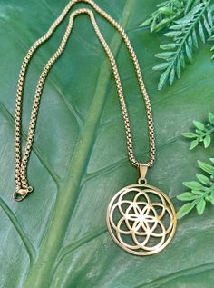 Seed of Life Sacred Geometry Gold Necklace Nickel Free Circular Spiritual Necklace, Manifesting Energy, Seven Days Of Creation, The Seed Of Life, Days Of Creation, Seed Of Life, Akashic Records, The Blueprint, Sacred Symbols