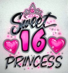 sweet 16 princess with pink hearts and crown