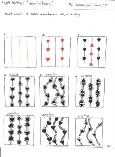 the diagram shows how to draw hearts in different ways