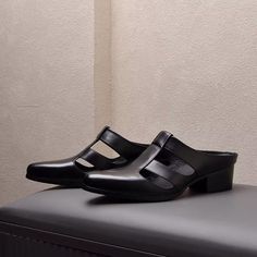 Introducing our LuxLeather Slip On Dress Shoes, meticulously crafted with the finest quality genuine cow leather for a touch of sophistication and elegance. The smooth and sleek upper material exudes luxury, while the genuine leather lining ensures maximum comfort and breathability. Elevate your style game with these slip-on shoes featuring a pointed toe design, perfect for any formal occasion. Experience the perfect blend of comfort and class with our LuxLeather Slip On Dress Shoes. Upgrade your wardrobe today! Business Sandals, Rome Style, Summer Outer, Half Slippers, Half Shoes, Black Stiletto Heels, Sports Pants Women, Slip On Dress Shoes, Slip On Dress