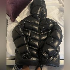 Authentic Moncler Women Coat. Worn A Couple Of Times. Got The Jacket When I Was Pregnant, It Big Now Luxury Black Down Puffer Jacket, Luxury Black Duck Down Outerwear, Designer Black Puffer Outerwear, Fitted Black Duck Down Outerwear, Luxury Duck Down Outerwear, Luxury Black Hooded Puffer Jacket, Designer Black Winter Outerwear, Luxury Black Puffer Outerwear, Luxury Long Sleeve Duck Down Outerwear