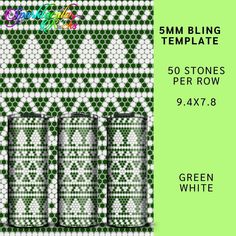 the green and white pattern is made up of four cans with different designs on them