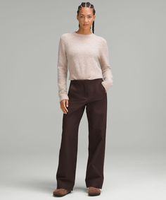 Versatility From Day To Night. Tailored Details And Stretchy Twill Fabric Make These Mid-Rise, Relaxed-Fitting Trousers Look Smart And Feel Effortless. Designed For Casual. Relaxed Fit Is Roomy Through Glutes And Thighs:full Length Intended To Sit At Ankle. Front Pockets With Interior Card Sleeve. Back Welt Pockets Are Stitched Closed-Snip The Stitches To Make The Pockets Functional. Fly Front. | Utilitech Relaxed-Fit Mid-Rise Trouser Trouser Design, Lululemon Pants, Card Sleeve, Women's Trousers, Lululemon Women, Day To Night, To Night, Twill Fabric, Casual Fits