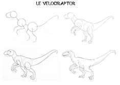 three different types of dinosaurs are shown in this drawing lesson, which shows how to draw