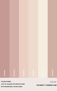 the color scheme for fab mood is shown in shades of pink, beige and white