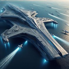 an artist's rendering of a futuristic airport in the ocean