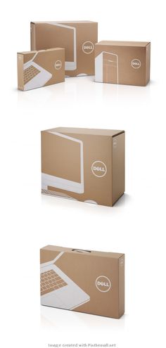 three boxes with different types of laptops in them and the same one is empty