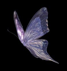 a purple butterfly flying through the air