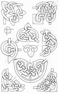 an image of celtic designs in black ink on white paper, with the letter s and two