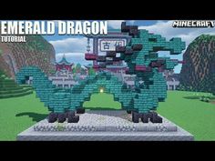 an image of a dragon made out of blocks in minecraft with the text, emerald dragon