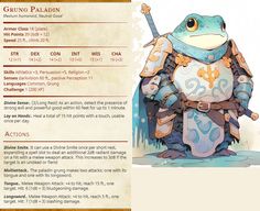 an image of a character from the game grung paladin with information card