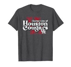 PRICES MAY VARY. Fan favorite Houston Cougars merch that is a great addition to any Houston fans collection. Be excited to be be seen supporting your Cougars! This Houston merch has a high quality digitally printed graphic perfect for any Cougars fan that loves a classic design. Each piece is officially licensed by the University of Houston. Lightweight, Classic fit, Double-needle sleeve and bottom hem Pre-shrunk Band Merch T-shirt For Fan Conventions, Cotton T-shirt With Letter Print For Fan Conventions, Band Merch Short Sleeve T-shirt For Fans, Gray T-shirt With Letter Print For Fans, Tri-blend Graphic Tee For Fan Merchandise, Tri-blend School Spirit T-shirt For Fans, Band Merch T-shirt For Fans, Tri-blend Band Merch T-shirt For Fans, College Band Merch T-shirt With Letter Print