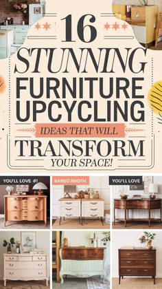 an advertisement for furniture upcycling is shown in the middle of this page