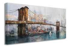 a painting of the brooklyn bridge in new york city