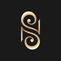 the letter s is inscribed in gold on a black background