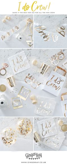 gold foiled paper cutouts and confetti