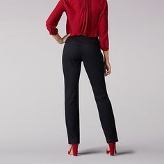 Carefree yet classy is a kind of look you can finally call your own. This mid-rise, straight leg pant is made of wrinkle-free fabric for peace of mind that lasts all day long and a style that conveys effortless confidence. Designed with a flexible waistband for comfort and an extra touch of stretch for optimum movement, you can take on anything that stands in your way. Whether heading to work or out on the town, this pant will have you all dressed up and ready to go in no time at all. 71% Cotton Womens Straight Leg Pants, Free Pants, Relaxed Fit Pants, Work Flow, Straight Leg Pant, Free Fabric, Wrinkle Free, Pants Black, Straight Leg Pants