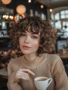 Short Curly Bangs, Hair Wishlist, Bold Bangs, Short Curly Bob Hairstyles, Curly Shag, Bangs Styles