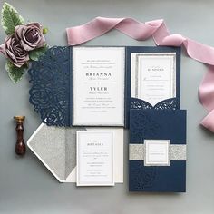 the wedding stationery is laid out and ready to be used