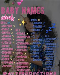 a baby names poster with stars on it