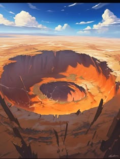 an artist's rendering of a crater in the desert