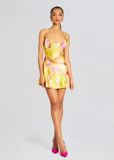 mini dress, silk mini dress, silk dress, yellow silk dress, yellow mini dress, spring mini dress, summer mini dress, vacation mini dress, easter mini dress, floral mini dress, mini dress party, mini dress outfits, spring outfits, 2024 spring fashion, spring summer fashion, easter dresses for women, easter brunch, brunch outfit, Spring Style, Floral Dress, Pastel Fashion, Mini Dress Outfit, Spring Vibes, spring dress, mini dress season, summer party dress, lunch outfit, birthday dress Chic Silk Slip Dress For Garden Party, Spring Silk Mini Dress With Fitted Bodice, Satin Mini Dress For Garden Party, Feminine Floral Print Satin Dress, Summer Silk Slip Dress With Floral Print, Feminine Silk Mini Dress For Spring, Silk Floral Dress For Evening, Chic Silk Dress For Garden Party, Silk Fitted Floral Dress For Evening