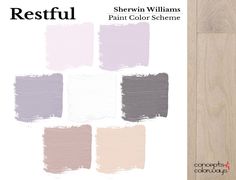 the color scheme for sherylin williams's paint color scheme is shown in different shades