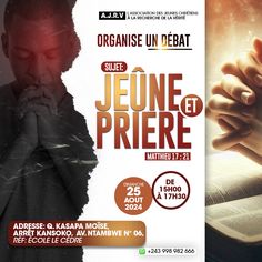 an advertisement for a book called jeune and prere with hands folded in prayer