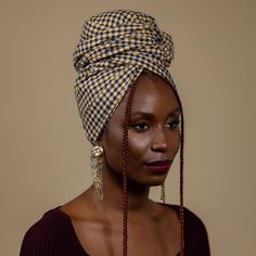 This yellow and blue plaid headwrap is so classroom chic. Twist this woven cotton piece into a tall wrap style or leave it in a flow for some flair. The soft fabric will sit gently on any hairstyle. Dress it down with some jeans, or lean into the checkered look with a white button down and some Mary Janes! Our headwrap Yellow Headwrap Outfit, Headwrap Styles With Braids, Black Woman Head Wrap, Locs Headwrap, Headwrap Ideas, Thrift Outfits Ideas, Headwrap Styles, African Hair Wrap, Butterfly Haircut