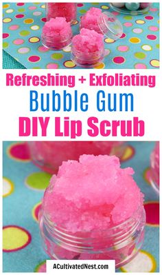 Peppermint Lip Scrub Diy, Make Your Own Scrub, Diy Bubble Gum, Make Your Own Sugar Scrub, Edible Lip Scrub, Homemade Lip Scrub, Flavored Lip Scrub, Joululahjat Diy, Gloss Diy