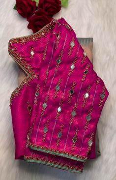 Blouse Pattern For Cotton Saree, Mirror Maggam Work Blouse Designs Latest, Pink Blouse Designs For Saree Simple, Mirror Blouse Designs Latest, Pink Blouse Designs For Saree Silk, Pink Aari Work Blouse Designs, Simple Mirror Work Blouse Designs, Mirror Work Saree Blouse