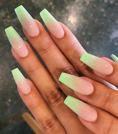 Green Ombre Nails, Green Acrylic Nails, Fall Acrylic Nails, Vacation Nails, Thanksgiving Nails, Acrylic Nails Coffin Short