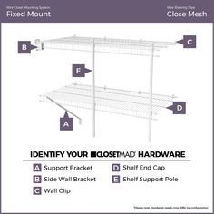 an image of a wire shelf with instructions for how to install it and where to put the