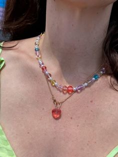 The perfect summer accessory- necklaces with the cutest rainbow beads!! Adds some fun and color to every outfit and is THE necklace of the summer!! Approx. Length 16.5+2" Add another necklace! Fruity Charm Necklace https://www.aspynandivy.com/products/fruit-charm-necklace?_pos=2&_sid=52fe803c9&_ss=r Summer Everyday Beaded Chain Necklace, Everyday Summer Beaded Chain Necklace, Everyday Summer Beaded Necklace, Cute Beaded Necklaces With Tiny Beads For Summer, Cute Summer Jewelry With Beaded Chain, Cute Summer Beaded Chain Jewelry, Multicolor Summer Everyday Necklace, Fun Round Bead Necklaces For Summer, Fun Summer Necklaces With Round Beads