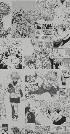 an anime storyboard with many different characters and their expressions, including the character's face