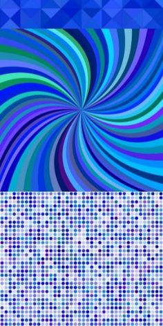 an abstract blue and white background with different colored circles in the shape of a spiral