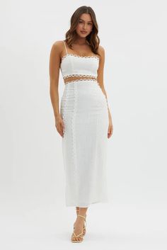 Shop the Chamberlain Scallop Trim Maxi Skirt White | Selfie Leslie Chic Lace Maxi Skirt For Summer, Chic Fitted Bottoms With Scalloped Lace, Fitted Party Maxi Skirt With Lace Trim, Fitted Cropped Dress For Day Out, Chic Fitted Maxi Skirt For Brunch, Fitted Chic Maxi Skirt For Brunch, Chic Lace Trim Maxi Skirt For Summer, Chic Lace Maxi Skirt With Lace Trim, Chic Lace Lined Maxi Skirt