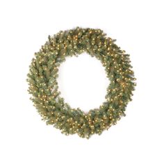 a christmas wreath with lights on it