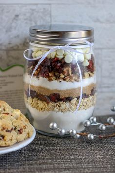 DIY Gift in a Jar: White Chocolate Cranberry Walnut Cookies Recipe Tin, Recipetin Eats, White Chocolate Cookies, Walnut Cookies, White Chocolate Cranberry