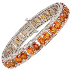 Ella Gafter Golden Orange Sapphire Diamond Flexible Tennis Color Bracelet Bracelets Tennis, Queens Jewels, Diamond Bracelet Design, Trending Bracelets, Vintage Tennis, Bracelets Gold, Semi Precious Jewelry, Sterling Bracelets, Bracelets Gold Diamond