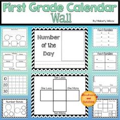 the first grade calendar wall is shown with numbers on it and one month at a time