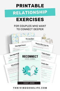 flatlay couples worksheets with binder and paper clips surrounding with text overlay Journal For Couples, Relationship Exercises, Fun Exercises, Reasons Why I Love You, Journal Templates, Writing Exercises, Guided Journal, Blank Journal