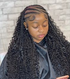 Feed In Braids With Curly Hair In Back, Hairstyles Kenya, Half Braided Hairstyles, Feed In Braids, Two Braid Hairstyles, Edges Hair, Box Braids Hairstyles For Black Women, Braided Cornrow Hairstyles, Braided Ponytail Hairstyles