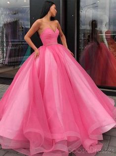 Pink Pageant Dress, Modest Prom Gowns, Sweetheart Evening Dress, Pink Floor, Pink Ball Gown, Princess Prom Dresses, Formal Ball Gown, Ball Gowns Princess