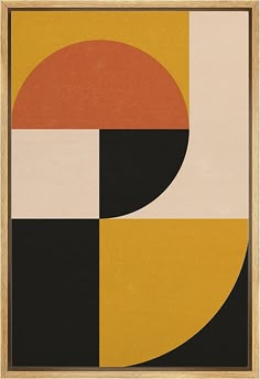 an abstract painting with black, yellow and orange colors