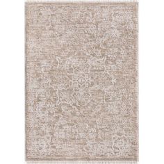 a beige and white rug on a white background