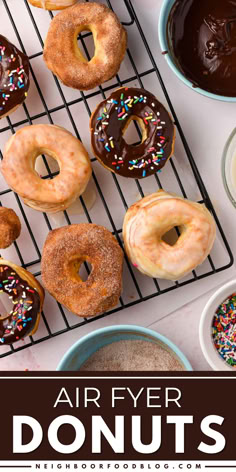 Here's a breakfast idea for school morning! This Air Fryer Donuts recipe uses simple ingredients, and tips for the best Air Fried Donut you can make fluffy, warm donuts in just FIVE minutes. Make this back-to-school food idea for the first meal of the day! Air Fry Donuts, Airfryer Breakfast, Air Fryer Donuts, Fried Donuts, Donut Dessert, Festive Desserts, Easy Party Food, Vanilla Glaze, Homemade Donuts