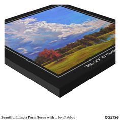 a box with an image of clouds and trees in the sky on it that says beautiful illinois farm scenic by dhahboc